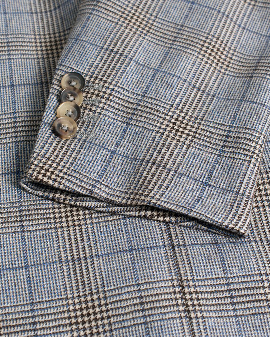 Mies | Oscar Jacobson Lambert Checked Cashmere/Silk Blazer Light Blue 50 | Pre-owned | Oscar Jacobson Lambert Checked Cashmere/Silk Blazer Light Blue 50