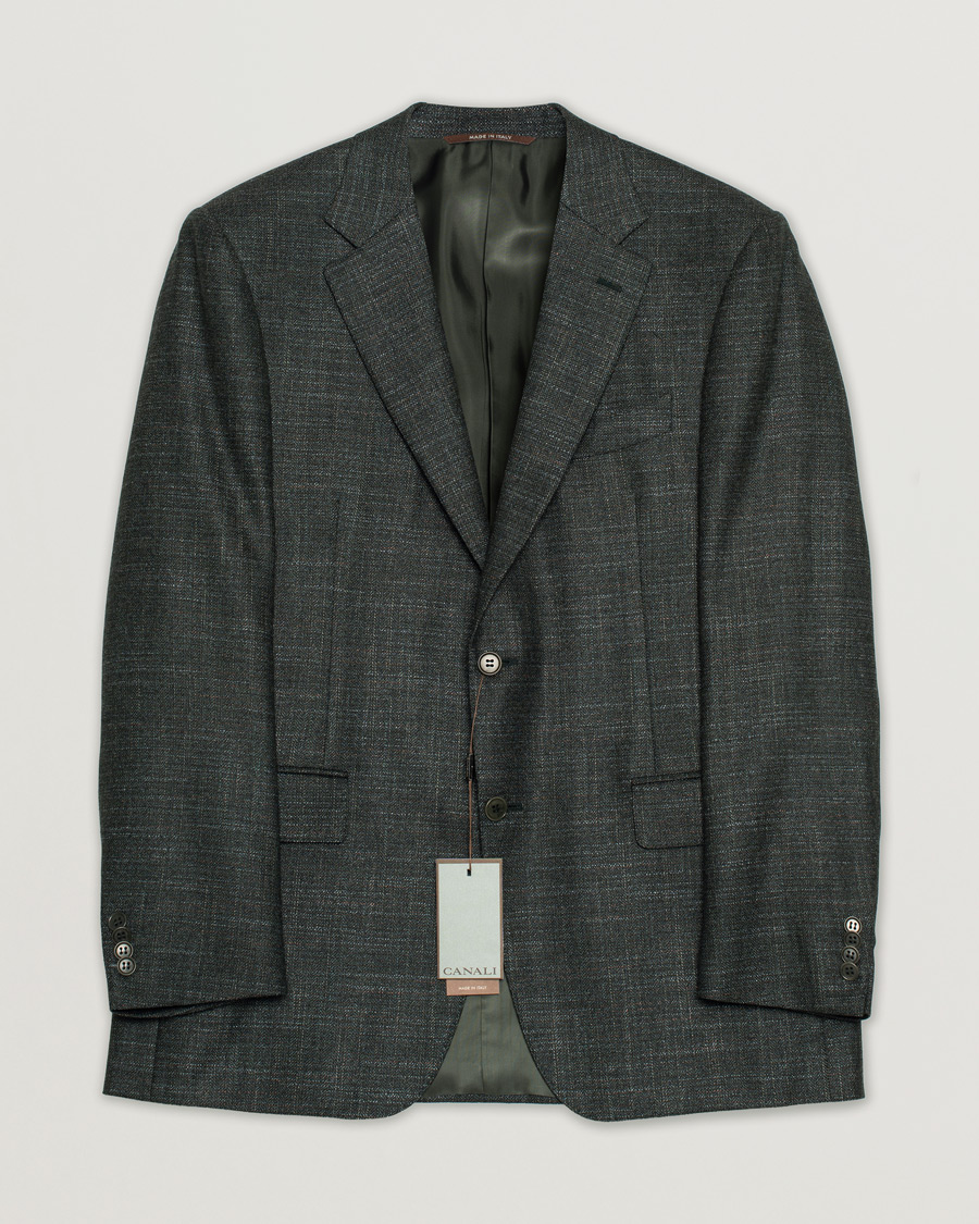 Mies | Pikkutakit | Pre-owned | Canali Silk/Cashmere Blazer Green Melange 50